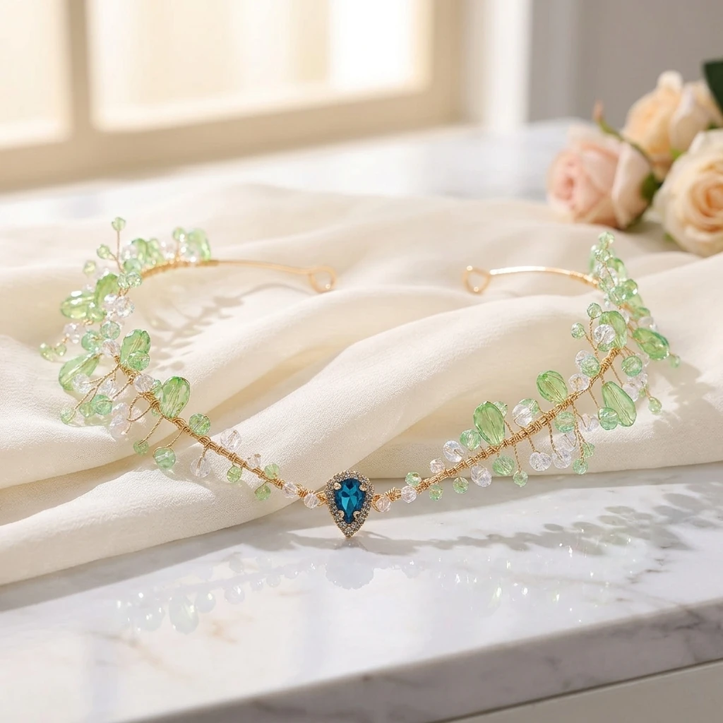 Bridal Hairband Triangular Crystal Headpiece Forehead Decor Alloy and Imitation Crystal Tiara for Weddings Parties Headdress view 4