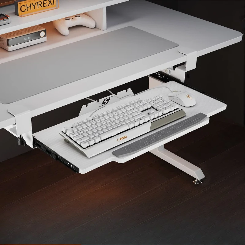 No punching clip table keyboard holder, pull-out keyboard holder, adjustable angle desktop storage drawer, push-pull e-sports