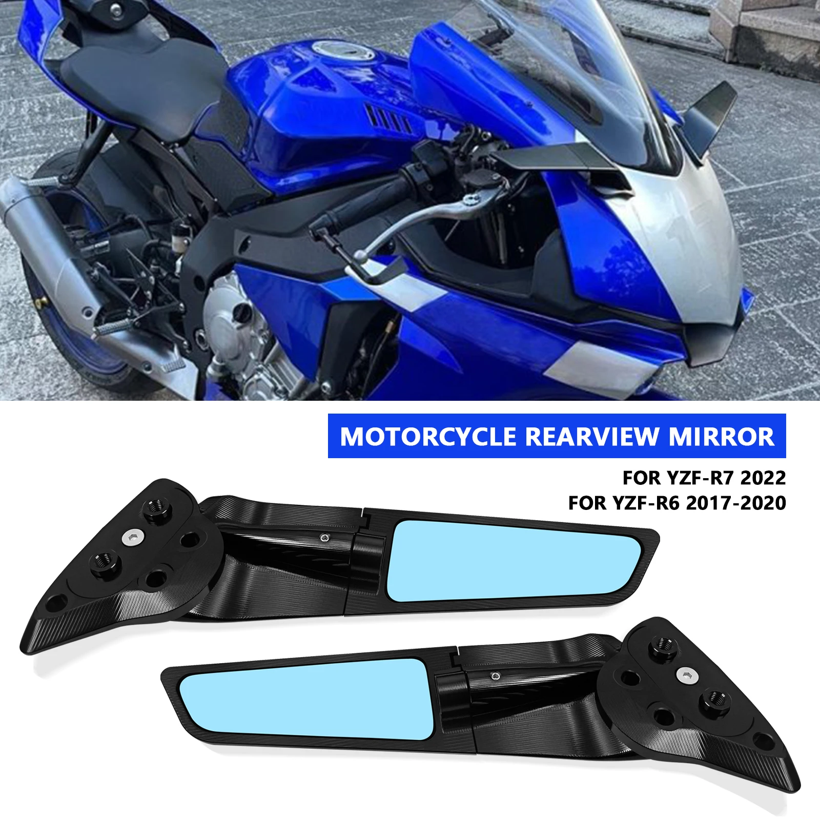 

Мотоциклетные аксессуары, регулируемое вращающееся зеркало заднего вида для YZF R7 2021-2023 Yzf R6 2017-2020 Mirro заднего вида