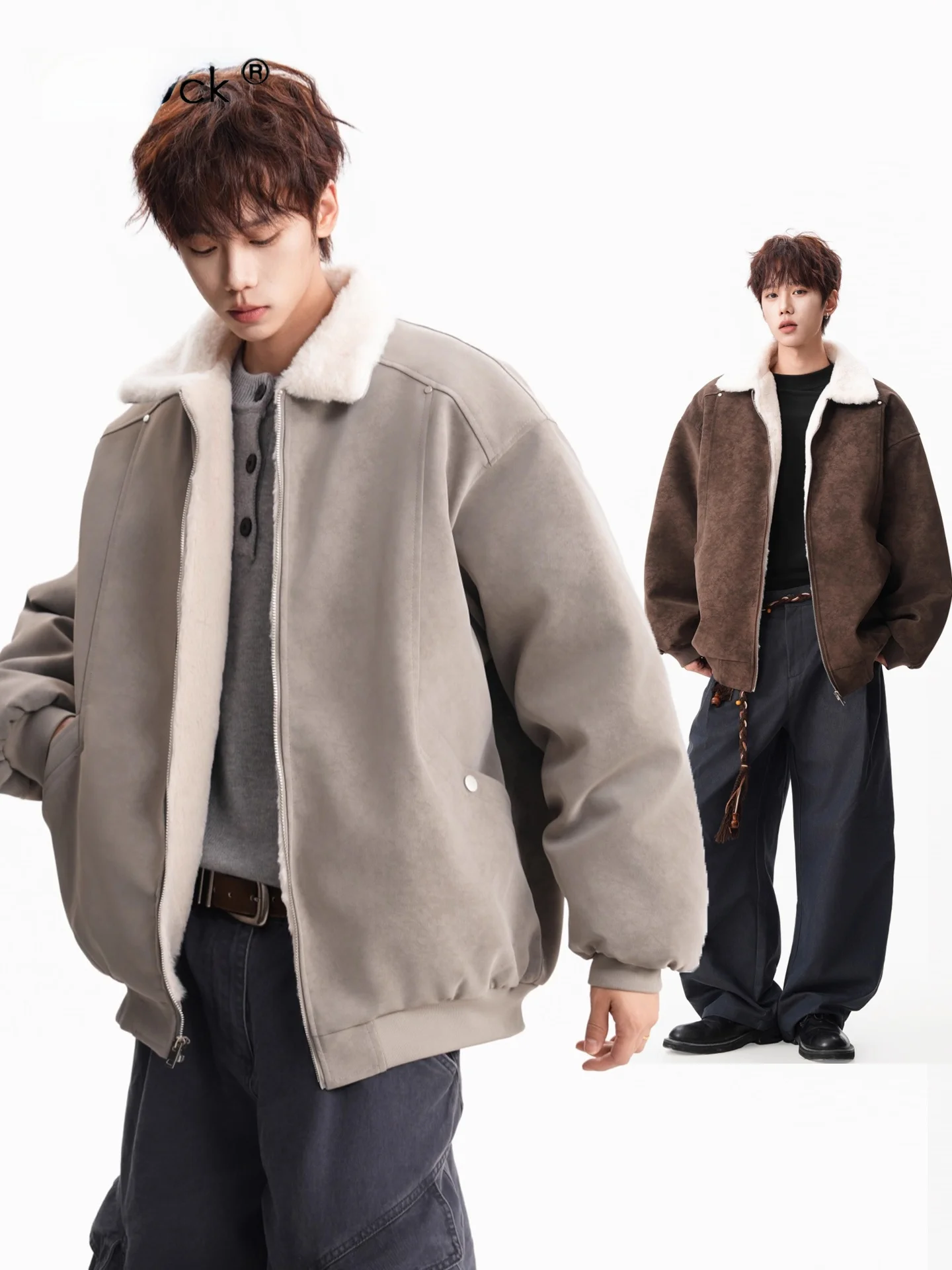 

Теплая рабочая одежда с меховым воротником ягненка, хлопковая куртка, мужская зимняя мотоциклетная одежда из искусственной кожи на подкладке, хлопковое пальто