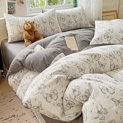 3/4pcs Luxury Butterfly Jacquard Duvet Cover Set Girls Children Bedroom Decoration Queen Bedding Soft Comforter Cover with Sheet