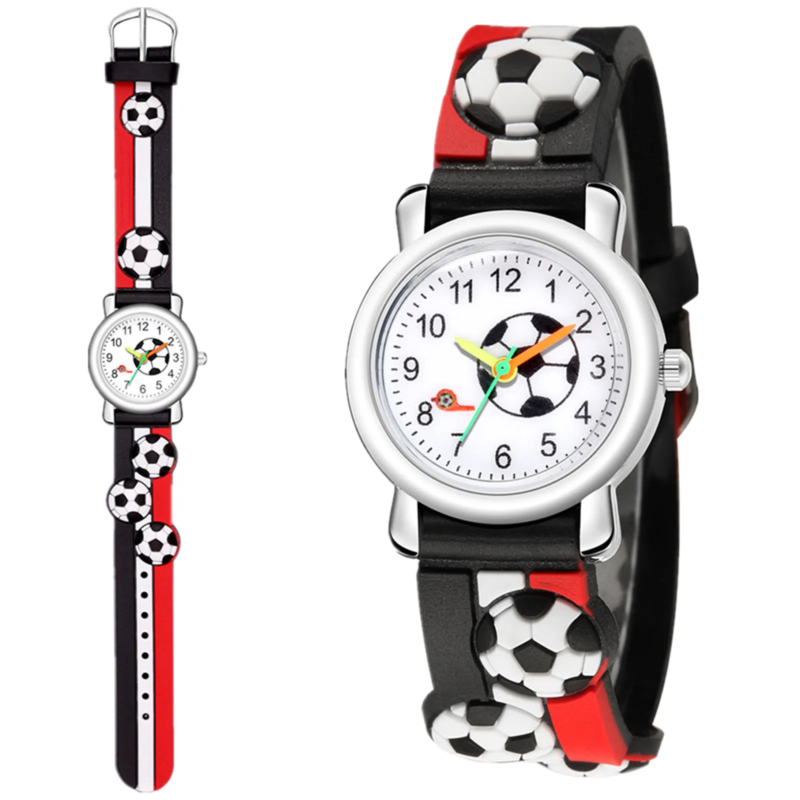 Relojes de fútbol para niños, reloj de pulsera de cuarzo con patrón de fútbol para niños, amantes del fútbol, deportes de moda, regalos para niños