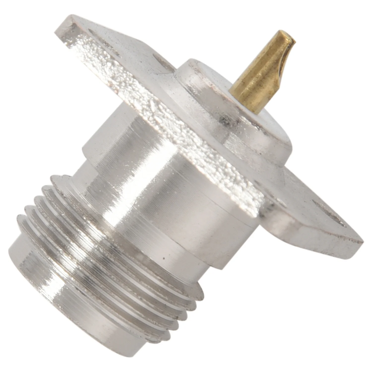 N type female jack RF coax connector 4-hole panel mount with solder cup,silver image 3