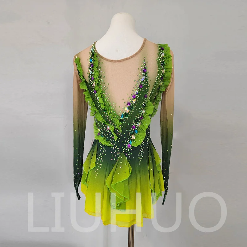 LIUHUO Ice Figure Skating Dress Girls Women Teens Stretchy Spandex Competition Wholesale