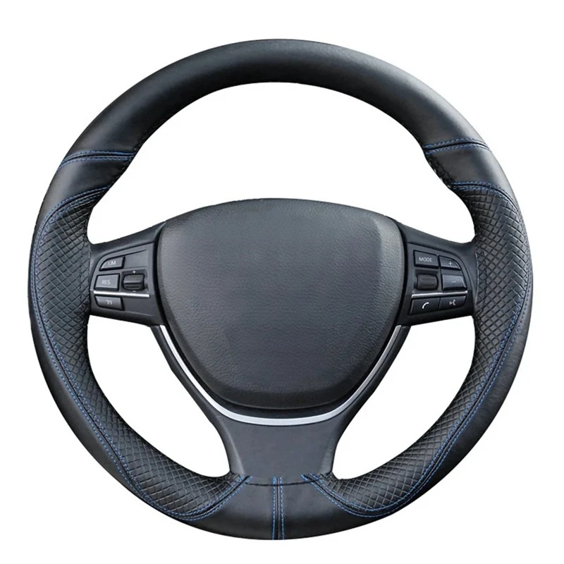 DIY 38cm Steering Wheel Covers Soft 100% Cowhide Genuine Leather Anti-wear Car Steering Wheel Cover Braid With Needles Thread