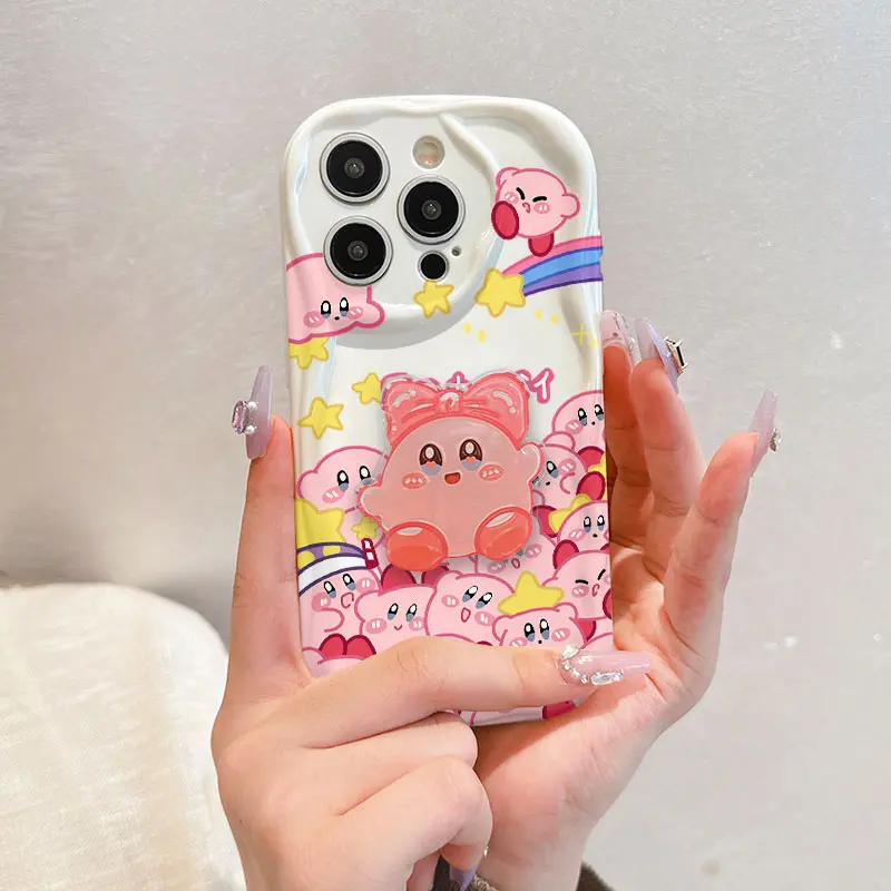 Cute Kirbys Hot 3D Wave Bracket Case For Samsung A73 A72 A71 A55 A54 A53 A35 A34 A33 A25 A24 A23 A15 A14 A13 A05 A04 A03 4G 5G