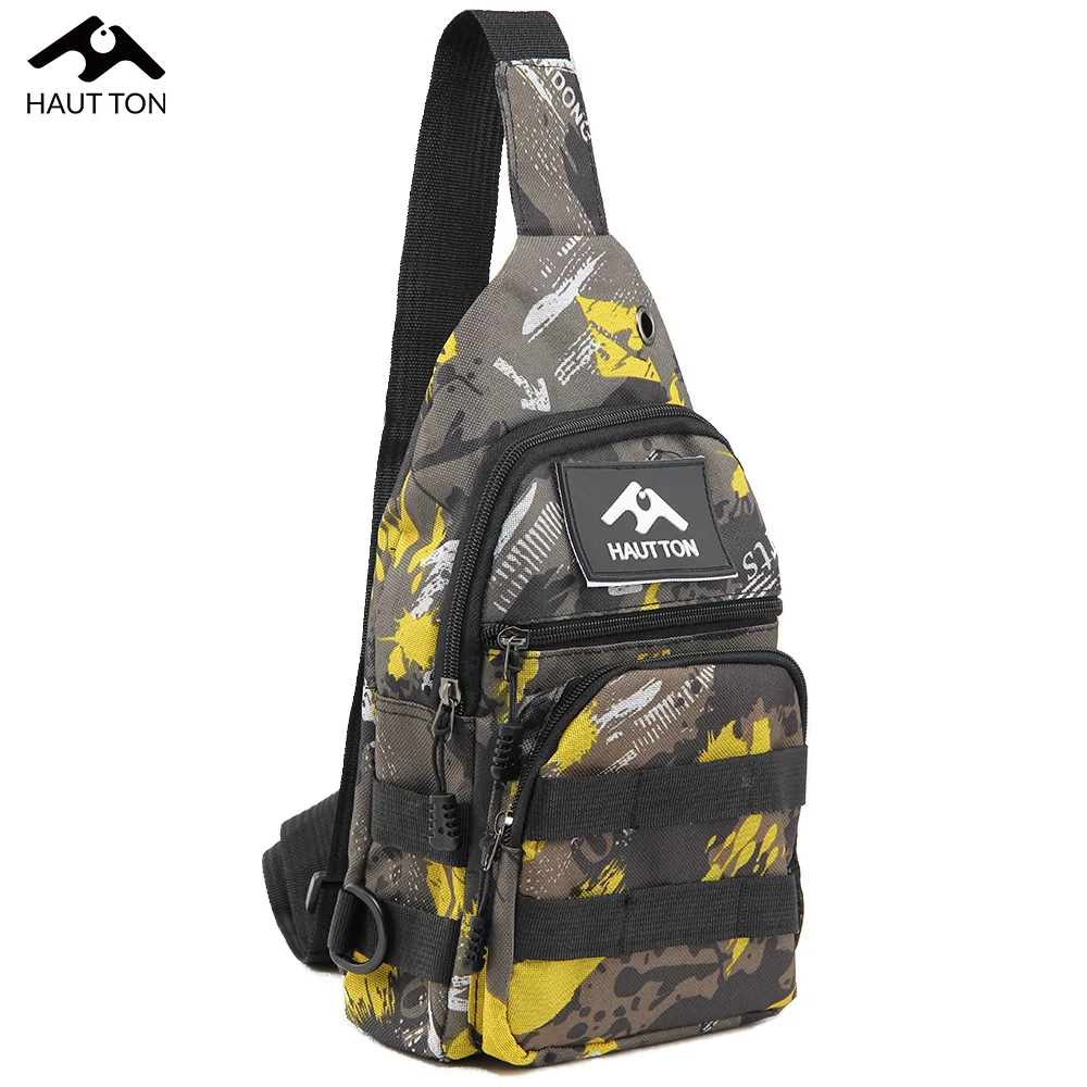 

‌Multifunctional Camouflage Lure Fishing Bag Outdoor Shoulder Sling Crossbody Waist Pack with Rod Holder for Anglers