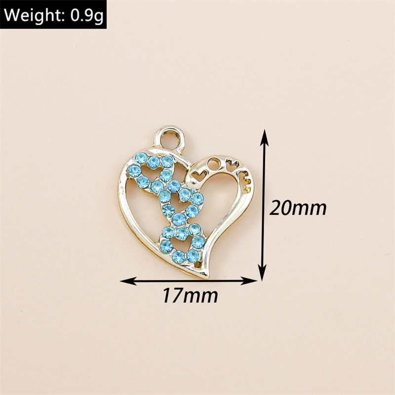 20 Stück niedliche, gemischte Kristall-Herzanhänger für Ohrringe, Halsketten, Armbänder, zum Basteln und für die Herstellung von Schmuck. – Detail 12