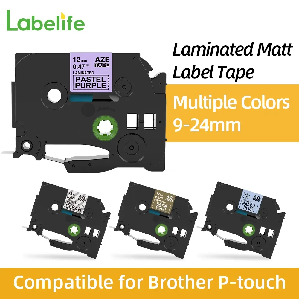 Matt Paper Tape Compatible for Brother P-touch Label Maker Laminated tze-MQP35 tze-MQF31 for PTD200 PTH110 P710BT 9mm/12mm/18mm