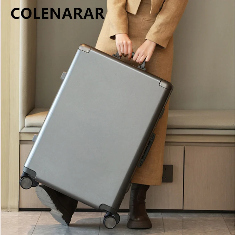 COLENARA حقيبة الألومنيوم الإطار الصعود صندوق 20 بوصة الصعود صندوق 22 "24" 26 "28" 30 "سعة كبيرة PC حقيبة تروللي بعجلات المقصورة الأمتعة