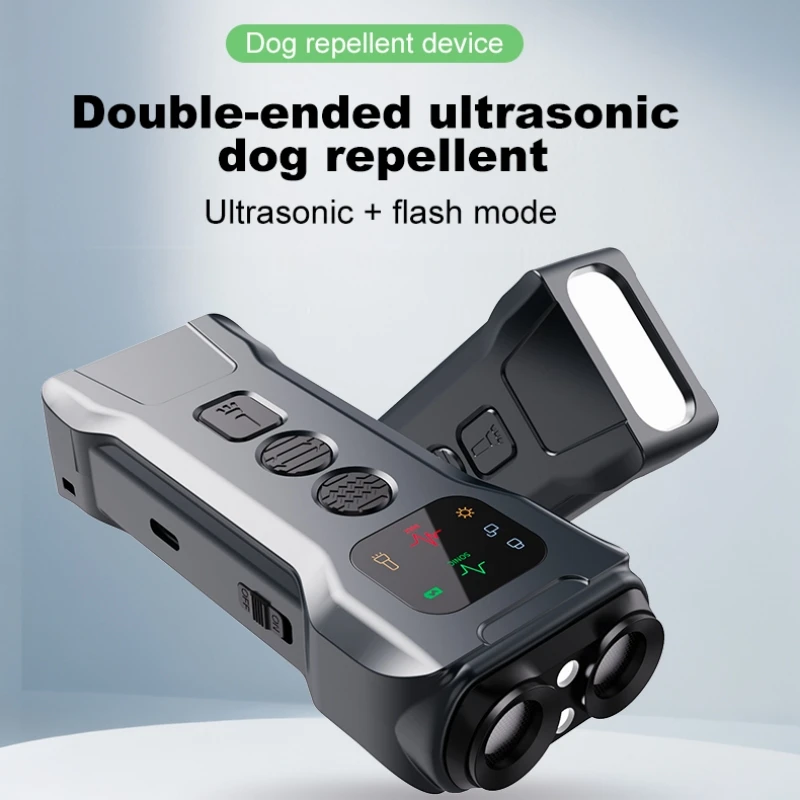 

3 IN 1 Rechargeable Ultrasonic Dog Chaser Screen Handheld Anti-Barking Device Training Repeller Torchlight Dog Repellent Trainer