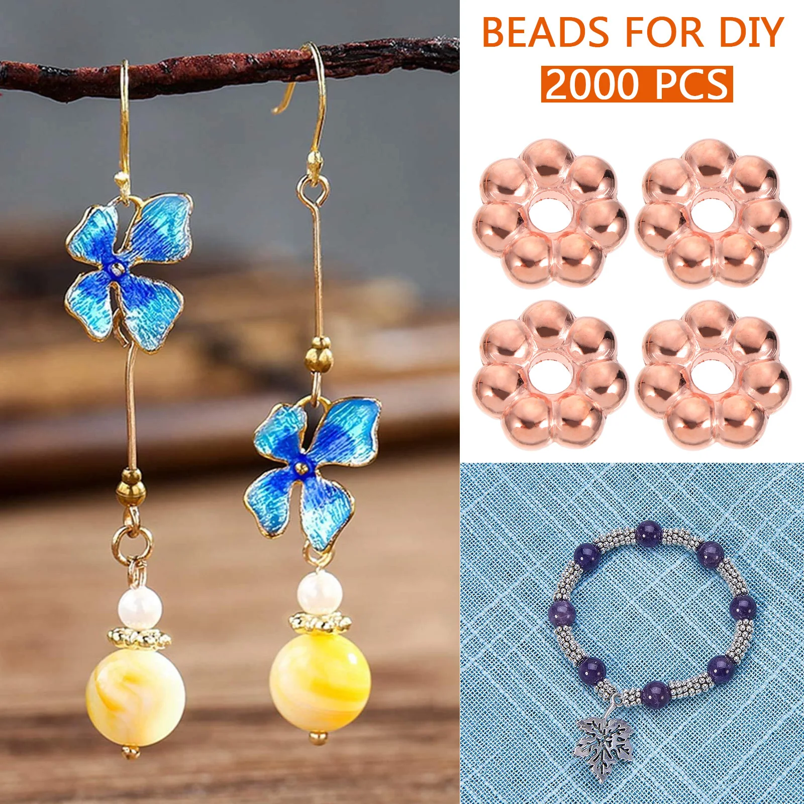 

2000Pcs Flower Shape Beads Plastic Craft Beads Jewelry Accessories DIY Necklace Bracelet Decorations Necklace Bead