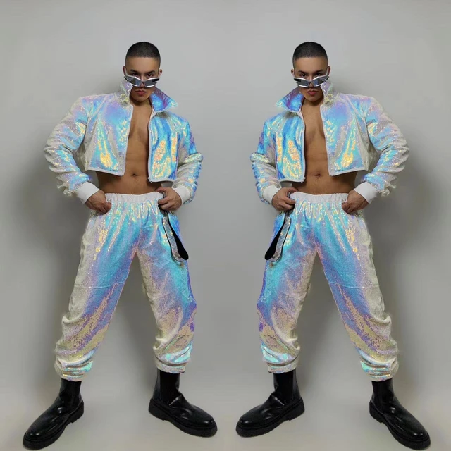 Male Hip Hop Performance Clothes Shiny Sequins Jacket Pants 2 Piece Jazz Dance Costume Club Party Rave Outfit Nightclub Stage AliExpress 200000532