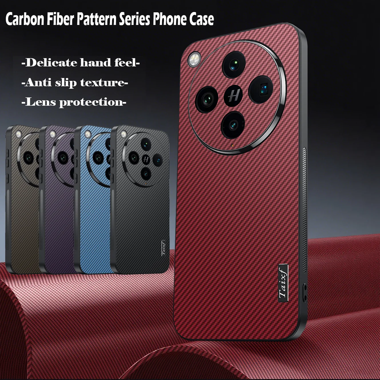 

Carbon Fiber Pattern Business Style Phone Case For Oppo Find X8 Pro X8 Ultra X8s X8s+ X8 Lens Protection Shockproof Back Cover