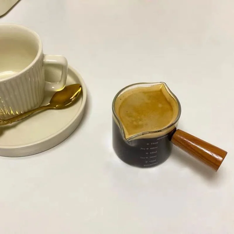 

100ML Coffee Extraction Cup 304 made of glass material Double Mouth With Engraved Measure Italian Espresso Oz Cup Durable
