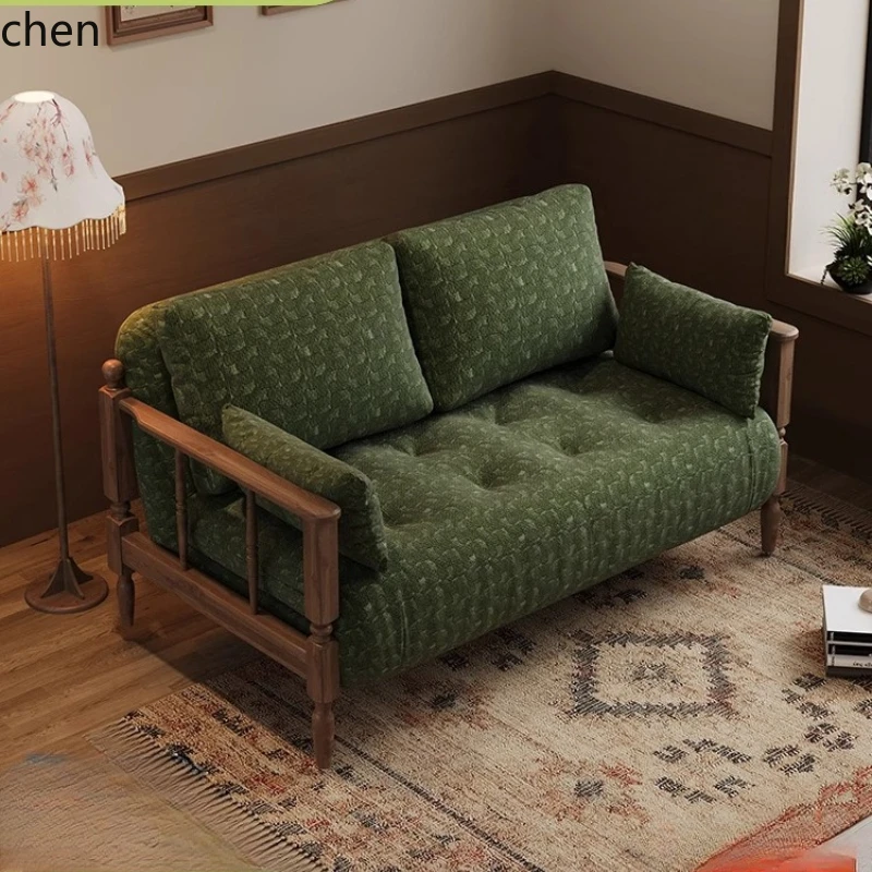 

HXL retro solid wood sofa bed folding dual-purpose living room multi-function