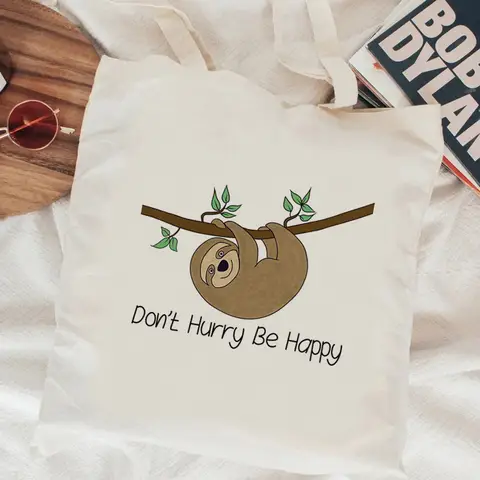 Sloth shopping bag recycle bag jute bag shopper canvas shopper reusable bag fabric shoping sac toile