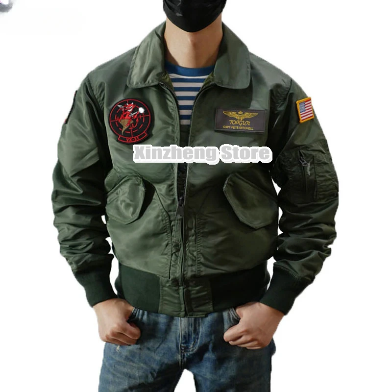 Top Gun Maverick Cosplay Costume Pilot Nylon Waterproof Short Jacket  Airforce Uniform Military Style Aviation Jumpsuit Overalls