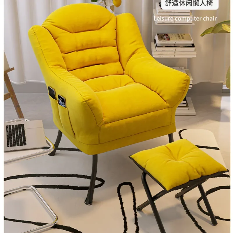 Breathable Lazy Sofa with Thickened Cushion Durable Computer Chair for Living Room Easy-to-Wash Leisure Chair for Balcony Use