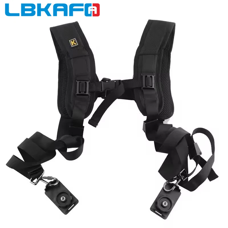 حزام كتف مزدوج من LBKAFA K، حزام كتف سريع الإصدار، حزام كاميرا فيديو لكاميرا Canon Nikon Sony DSLR