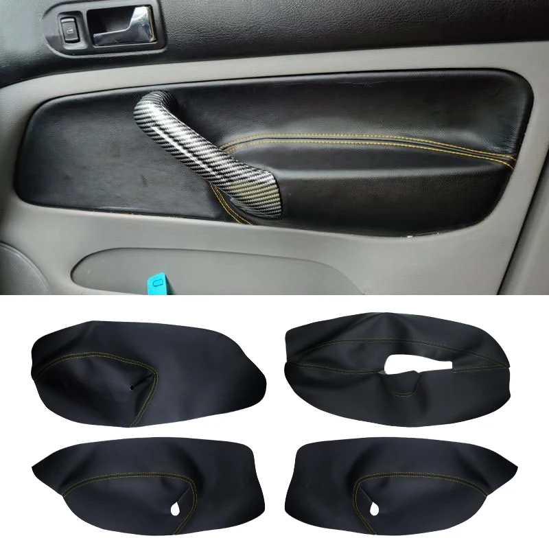 Cubierta de cuero suave para Reposabrazos de puerta de coche, Panel embellecedor de cubierta de piel, solo 4 puertas, para VW Golf 4 MK4 Bora Jetta