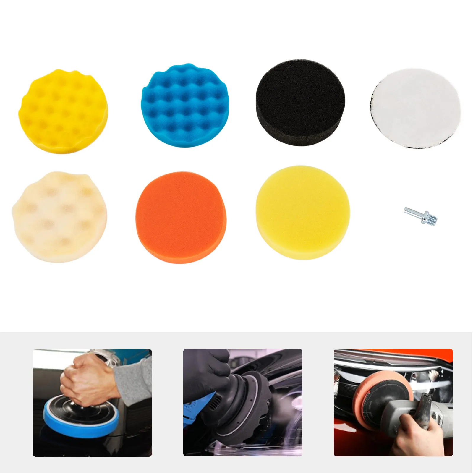 9 Pieces 5 Inch Buffing Pads Kit Foam Buffer Polisher Pads 5 Inch Hook and Loop Polishing Pads Buffer Attachment for Drill