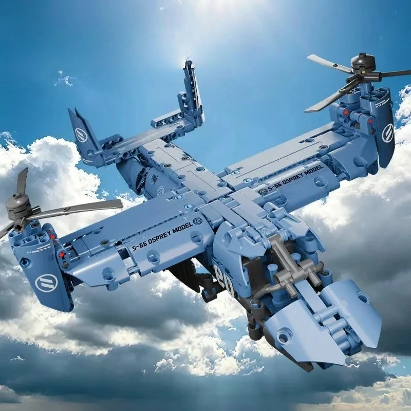1480pcs V-22 Osprey Aircraft Model Building Blocks Military Transport Helicopter Plane DIY Assemble Model Educational Toys