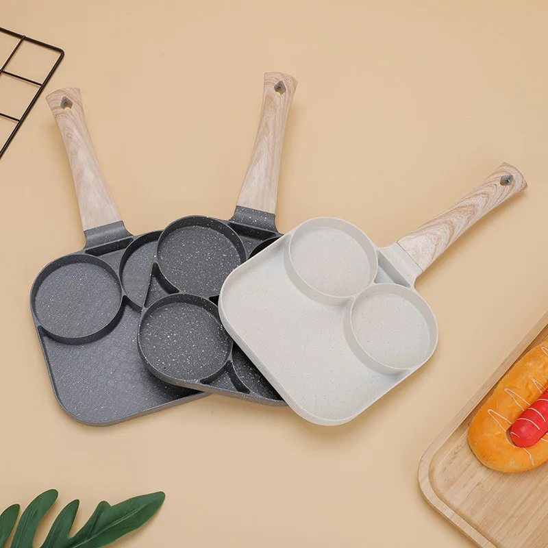 Household Breakfast Omelette Pan 4 Cups Omelette Pan Breakfast Split Coated Non-stick Handle