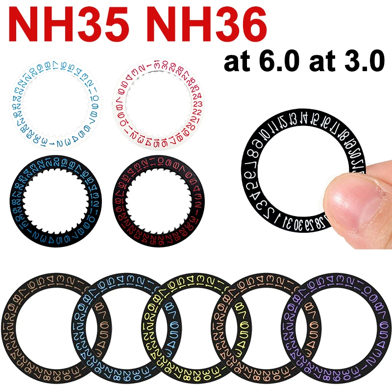 Mod NH35 NH36 Date Dial Fits NH35 NH36 4R Movement at 6.0H at 3.0H Automatic Mechanical Movt Day Date Dial Wheel
