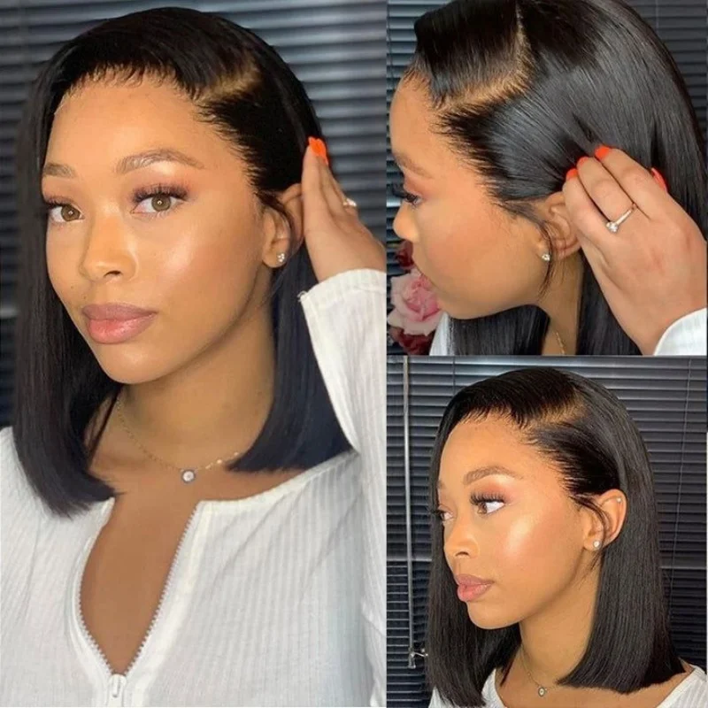 

Короткий парик боб натурального цвета 13x4, парик спереди, прямые бразильские волосы девственницы, дышащие, бесклеевые, для ежедневного использования, плотность 180%, 12 дюймов