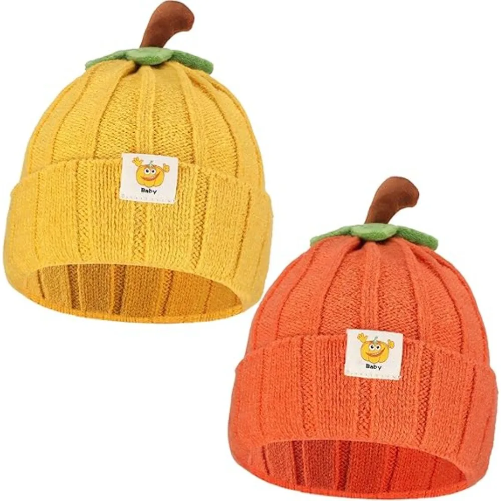 

Autumn and Winter Baby Knitted Hat Cute Pumpkin Newborn Hat Boys Girls Thick Wool Warm Crochet Hat Halloween Christmas Gift