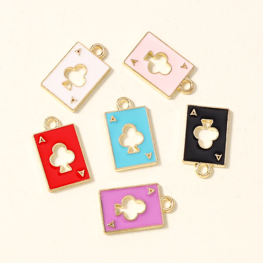 20 Stück Charms, 11 x 18 mm, niedliche Pokerkarten-Charms, Anhänger für Halskette, Ohrringe, Armband, DIY handgefertigtes Schmuckzubehör