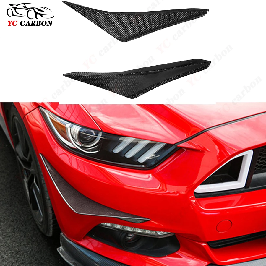 

For Ford Mustang 2015-2020 High quality Carbon Fiber Car Front Bumper Splitter Spoiler Canard Air Knife Surround Trim