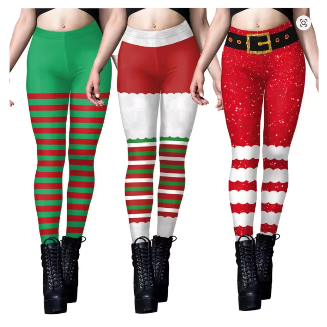 

Леггинсы с принтом рождественской елки и снежинок для женщин, повседневные удобные брюки для фитнеса, брюки для тренировок, сексуальные обтягивающие брюки для рождественской вечеринки