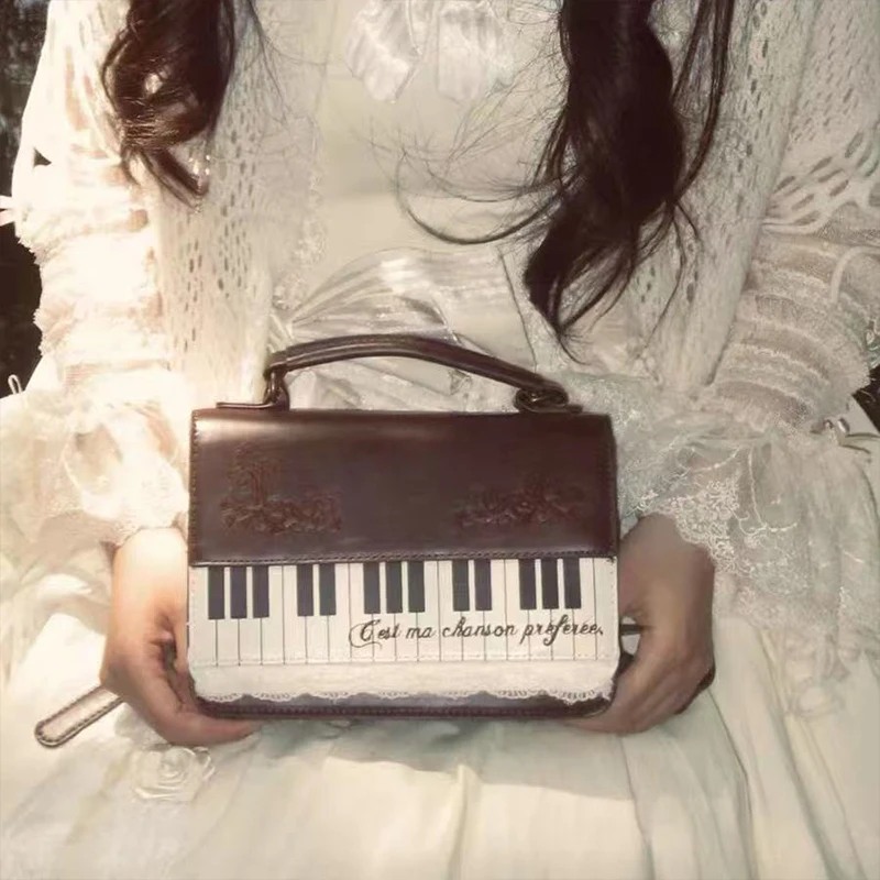 

Сумка на плечо для фортепиано для женщин, винтажная коричневая сумка через плечо Y2k, эстетичная сумка Harajuku Ita, милый индивидуальный повседневный кошелек