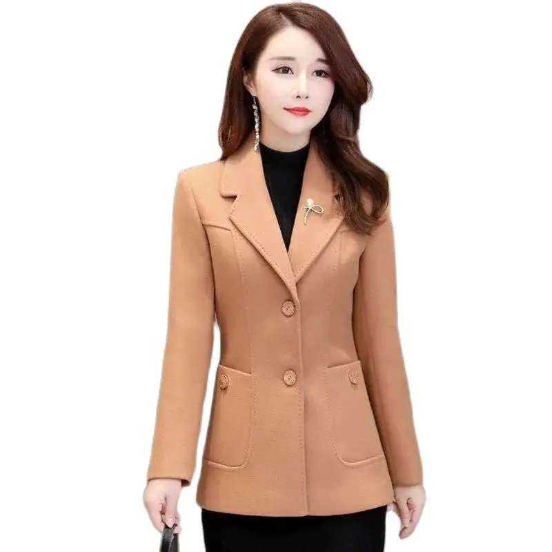 Autumn Winter Models 2021 New Woolen Coat Female Middle-Aged Women's Slim Short Suit Short Fashionable Woolen Coat Suit Collar