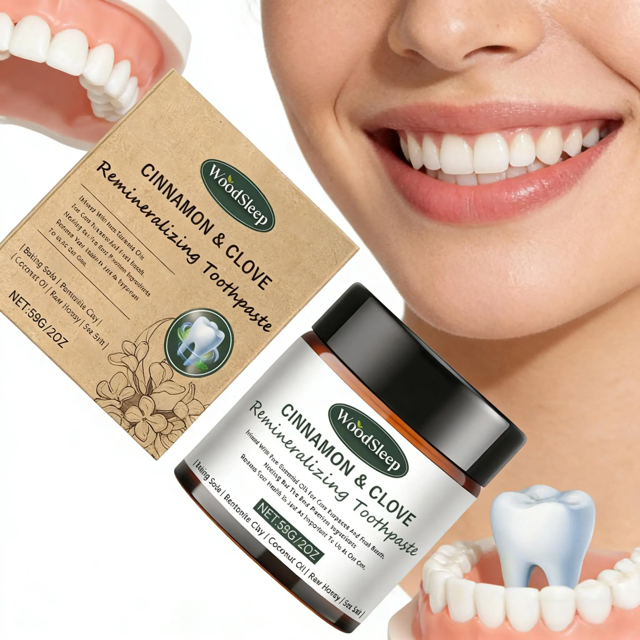 

Whitening Remineralizing Toothpaste Natural Tooth Powder for Whitening Toothpaste Fast Stain Removal Brightens Fresh Breath 59g