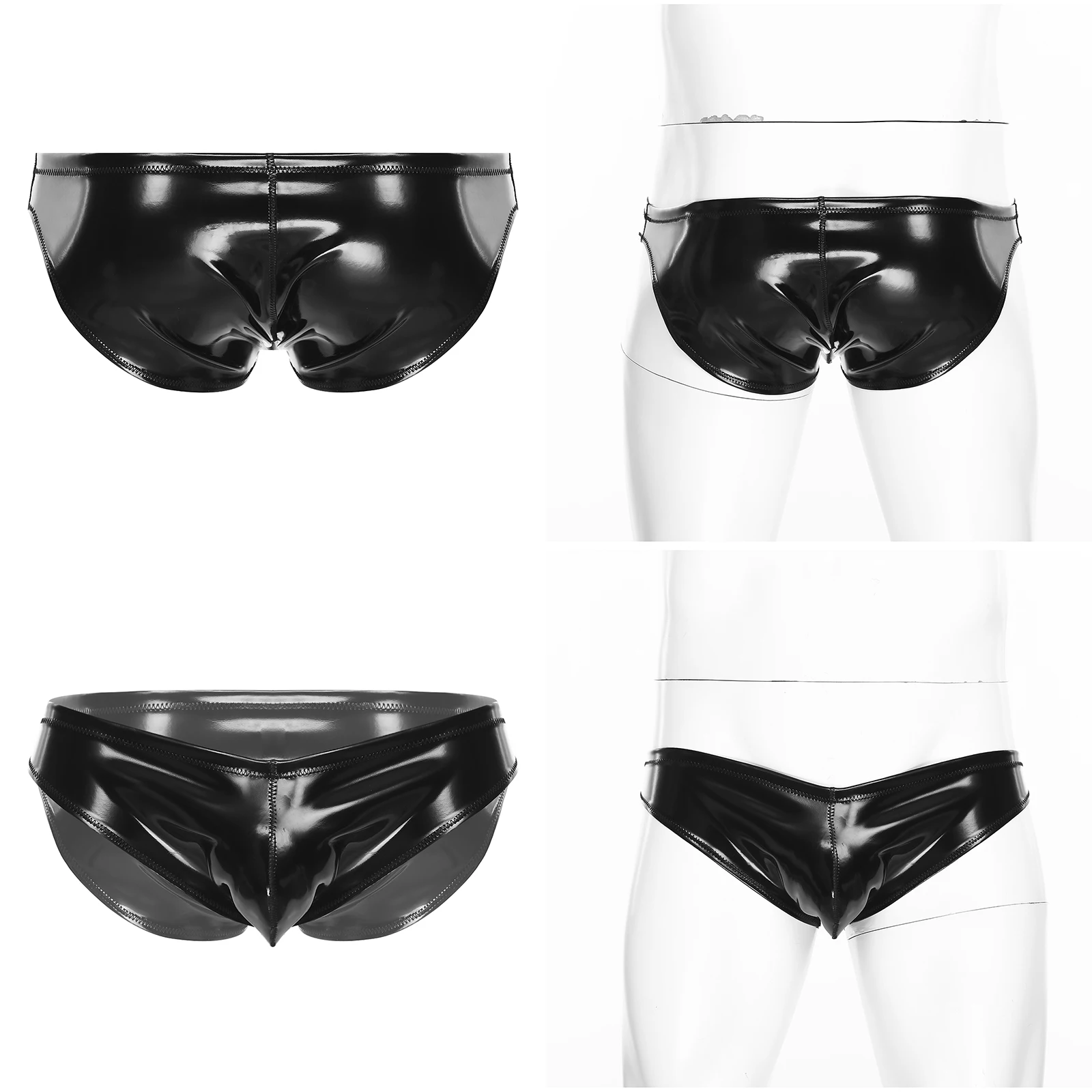 

Мужские глянцевые латексные трусы с выпуклым мешочком, нижнее белье, плавки с мокрым эффектом, трусики из искусственной кожи для ночного клуба, бодибилдинга, рейвов