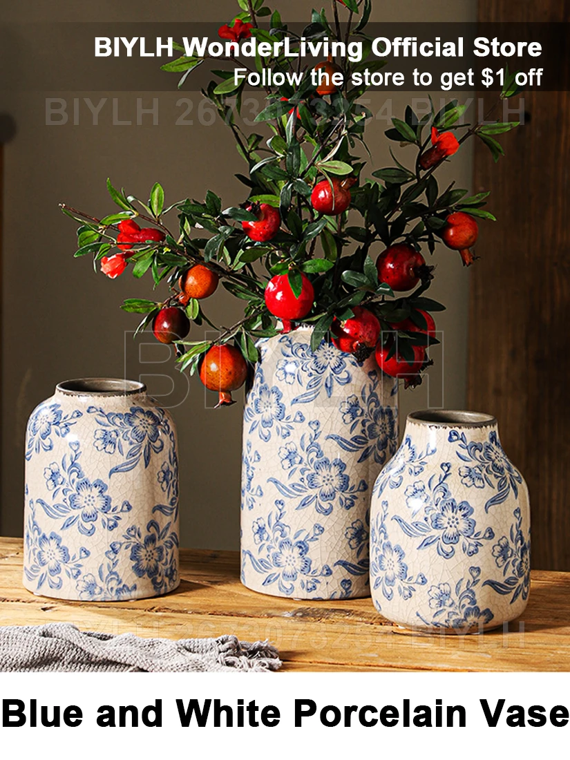 

Синие и белые фарфоровые вазы, цветочные композиции, украшение для дома, украшения для гостиной, керамический ретро-фарфор в китайском стиле