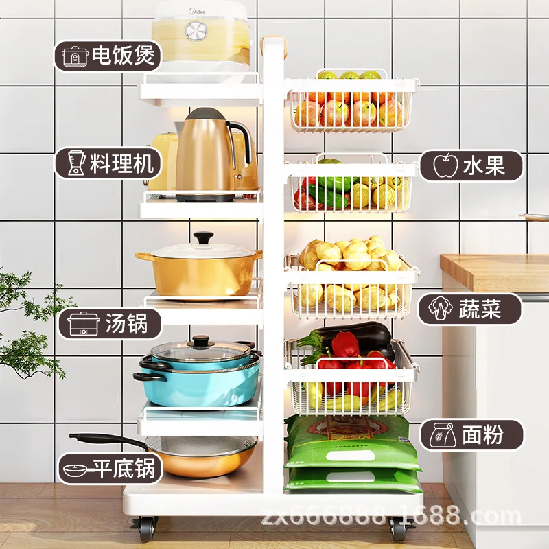 Expandable Carbon Steel Multi Tier Pot Rack Three To Six Rolling Kitchen Storage Organizer Adjustable Shelves Baskets Boards
