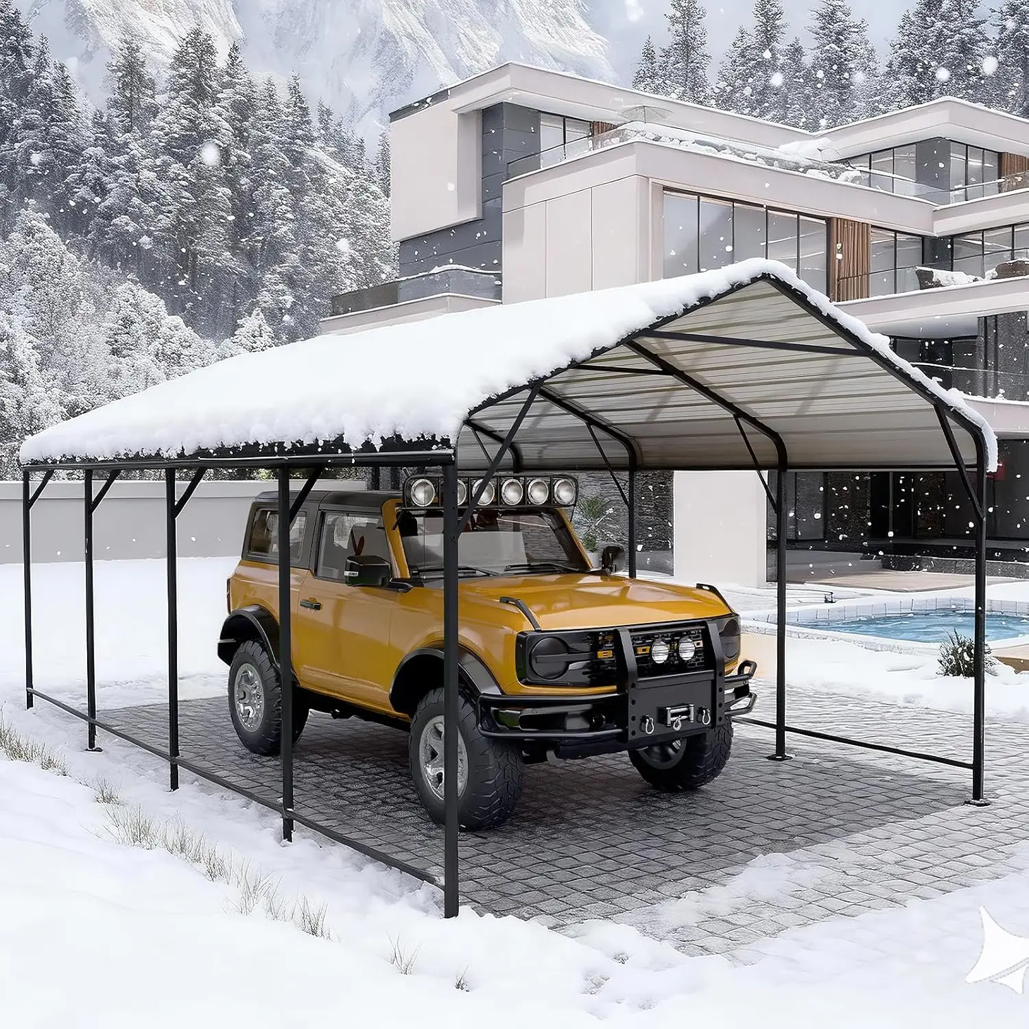 

12x20 FT Heavy-Duty Metal Carport Galvanized Steel Canopy Reinforced Frame Shelter Cars Trucks Boats RV, Customized