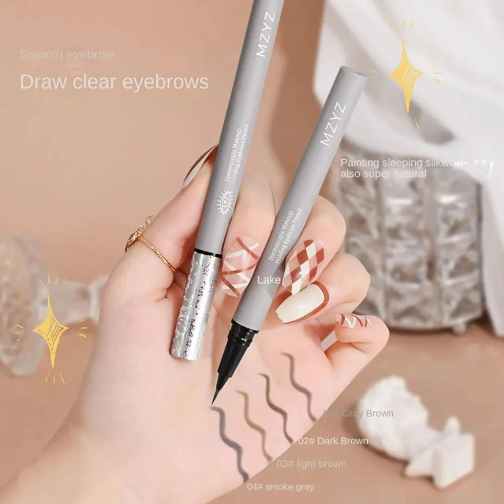 2PCS Long Lasting Waterproof Sweatproof Liquid Eyebrow Pencil Eyebrow Enhancers Eyebrow Brush Fine EyeLiner Pen