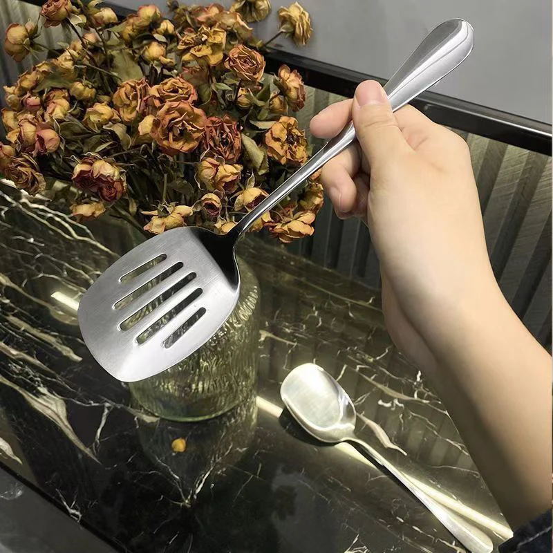 Stainless Steel Vegetable Spoon Leaky Spoon Pot Shovel Fried Spatula Soup Spoon Cooking Stir Fry Shovel Household Kitchenware