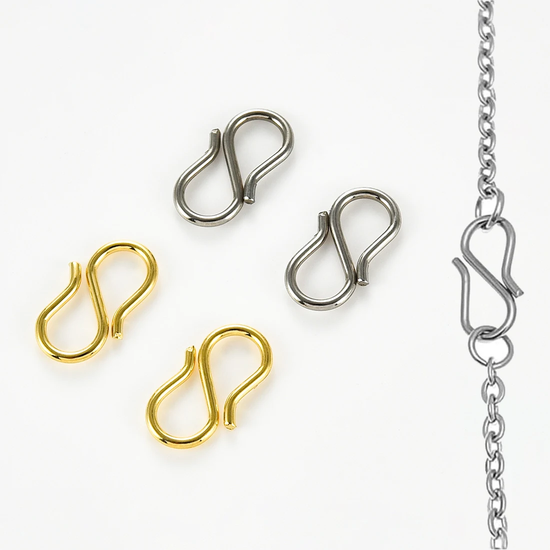 20/50pcs Stainless Steel Strong S Shape DIY End Clasps Jewelry Shortener Chain Connector Hooks Necklace Bracelet Making Supplies