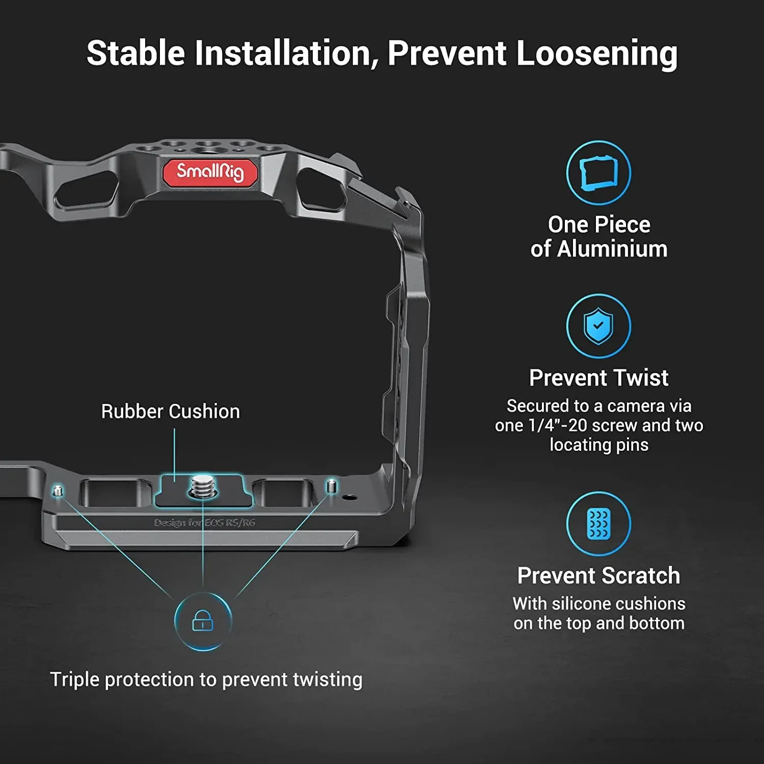 SmallRig Case Camera Cage For Canon EOS R5 / R6 / R5 C DSRL Rig with Cold Shoes for Filmmaking Video Shooting -2982B