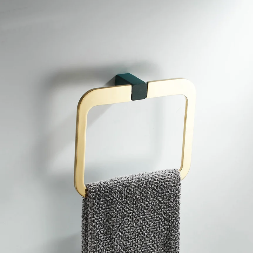 Green gold bathroom towel holder towel ring space aluminum bathroom hardware