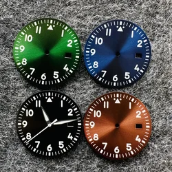 33.8mm Large Size Watch Dial with Calendar Window Green Luminous Watch Faces for NH35 NH36 Movement