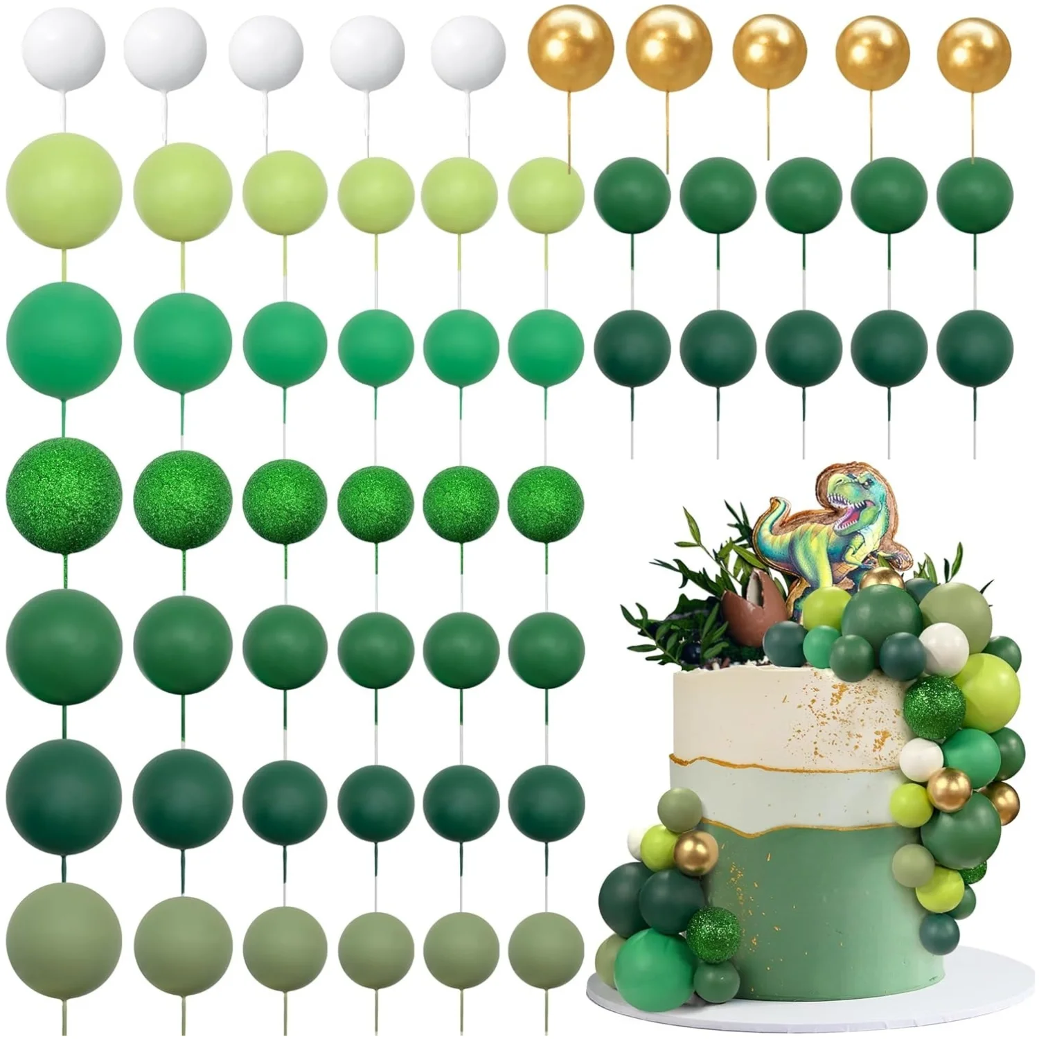 56 Stück Kugel-Kuchen-Picks, bunter kugelförmiger Kuchenaufsatz, Perlenkugeln, Cupcake-Kucheneinsatz-Aufsatz für Hochzeit, Geburtstag, Party – Detail 19