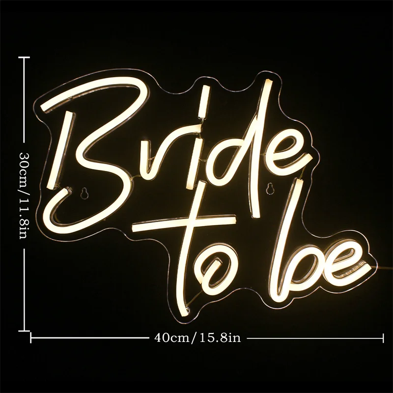 Enseigne au néon Bride to Be, enseigne au néon LED blanche chaude, toile de fond de mariage, fiançailles, proposition de la Saint-Valentin, faite à la main