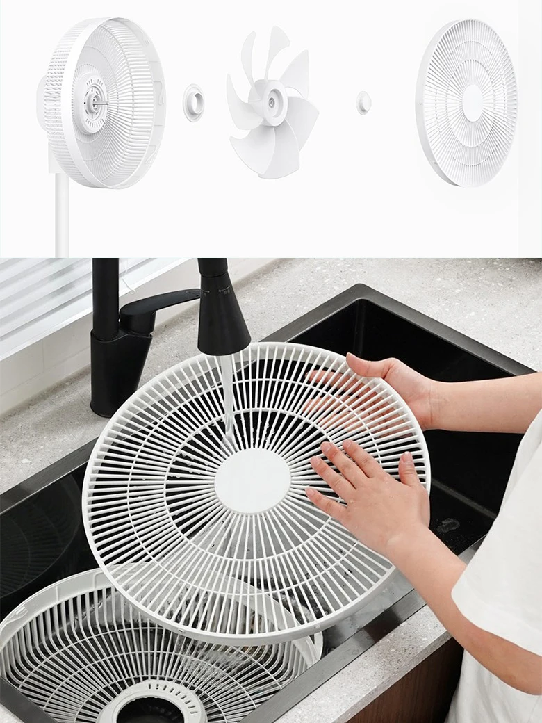 Ventilador de suporte Acdc de carregamento elétrico de pedestal sem fio pequeno de plástico de vento forte extensível de luxo personalizado com Tuya Wifi